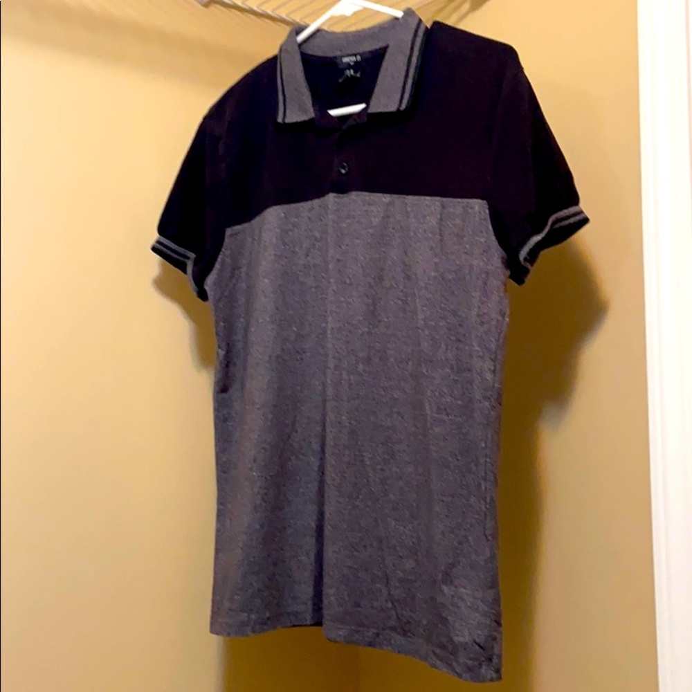 Forever 21 Black and Grey Polo Size Medium